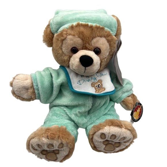 Disney Hidden Mickey Bear My First Plush Pre Duffy Disney Parks Green PJs Teddy - Picture 1 of 16